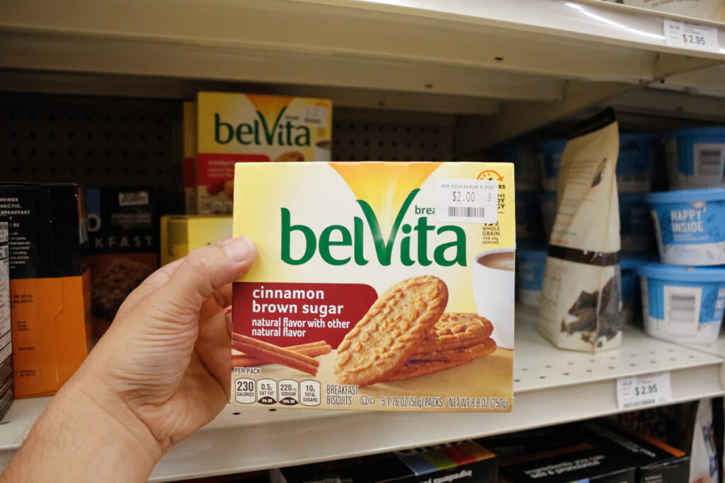 A box of Belvita cinnamon sugar crackers, representing the belVita recall.