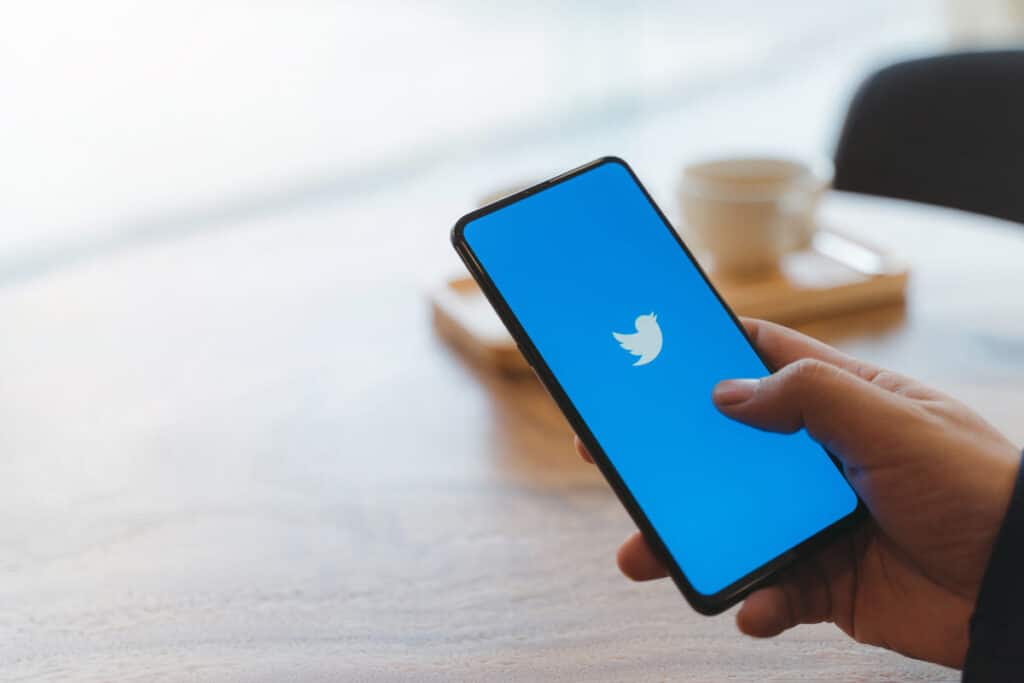 Close up of Twitter logo displayed on a smartphone screen, representing the Twitter severance class action.