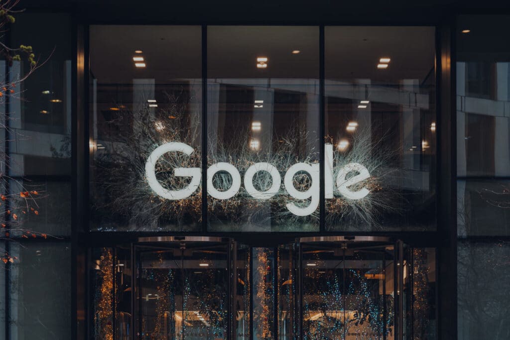 Google signage, representing the Google tax class action.