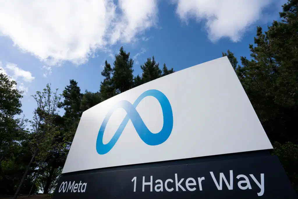 Close up of Meta signage, representing the Twitter-Threads lawsuit.