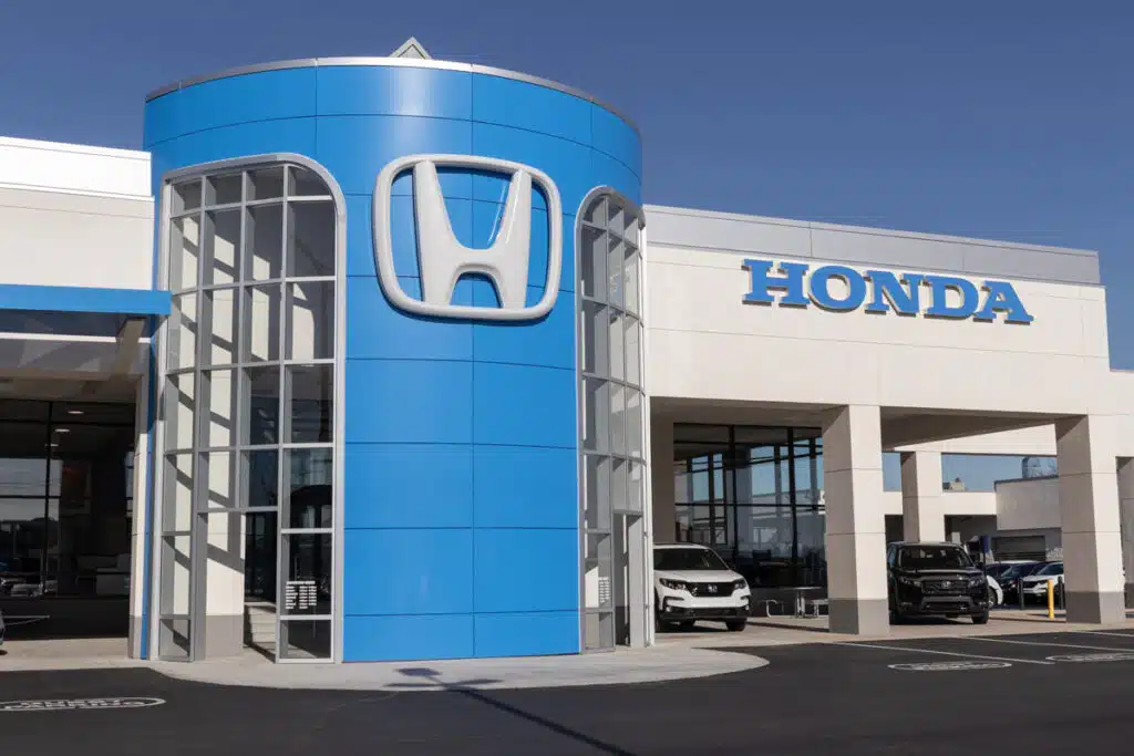 Exterior of a Honda dealership, representing recent Honda recalls.