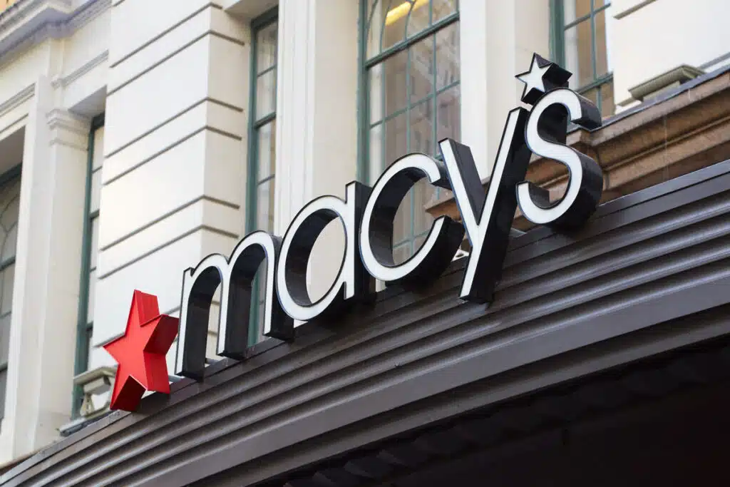 Close up of Macy's signage, representing the Macy’s class action.