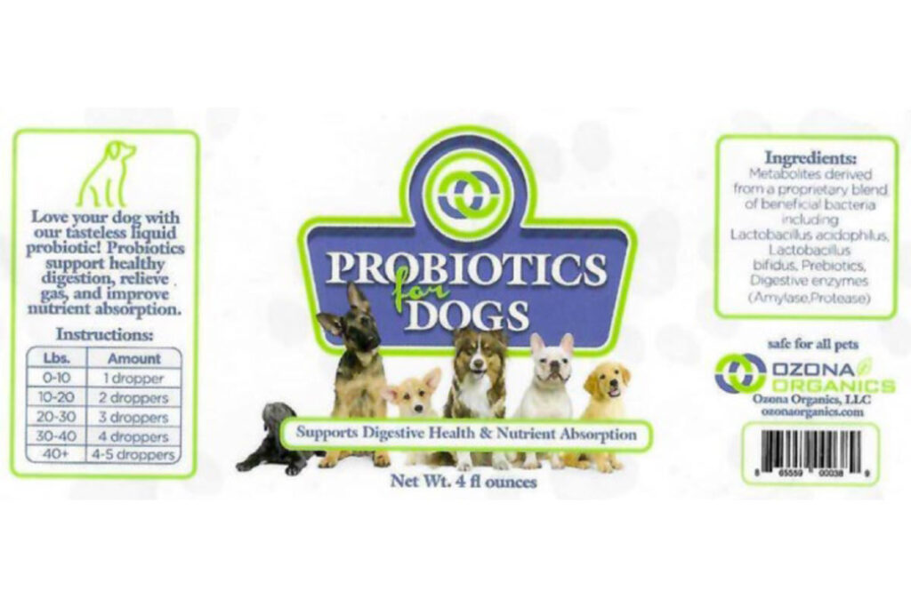 Product photo of recalled liquid probiotic by Ozona, representing the Ozona Organics liquid probiotic recall.