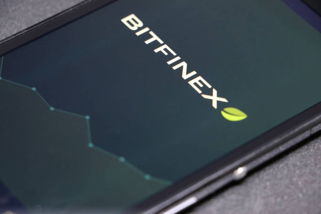Close up of Bitfinex logo on a smartphone screen,