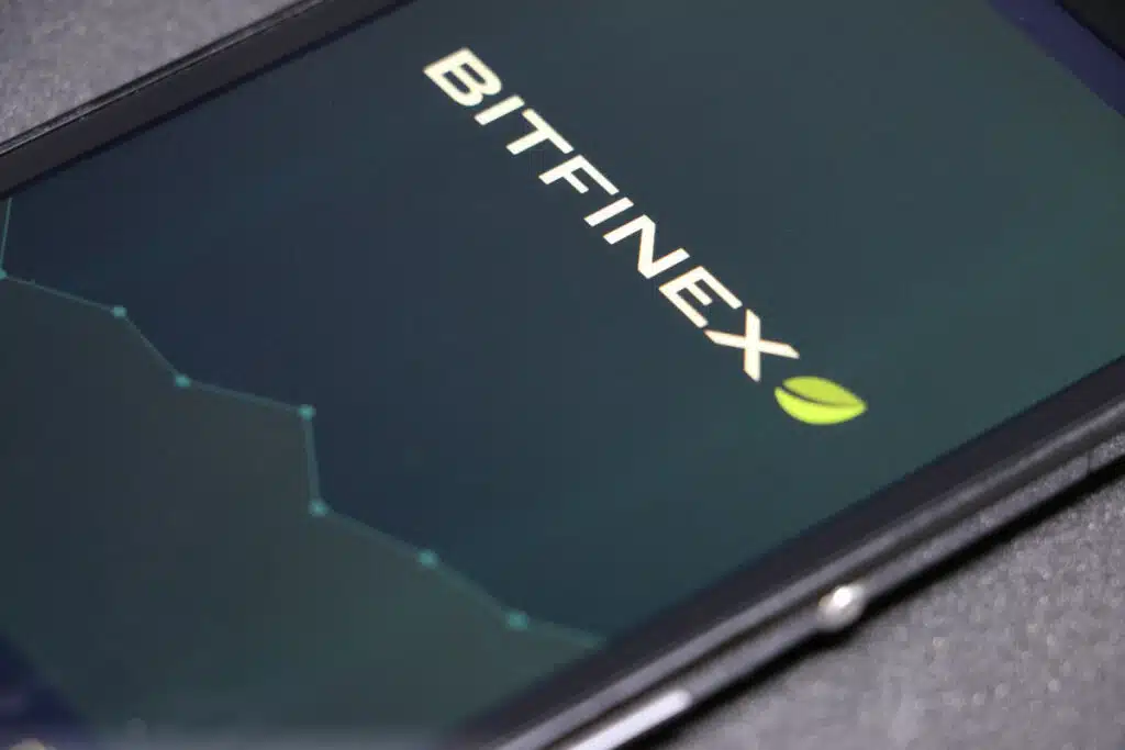 Close up of Bitfinex logo on a smartphone screen,