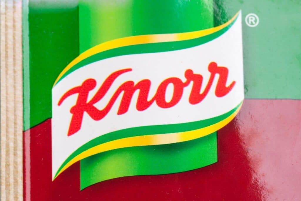 Close up of Knorr logo, representing the Knorr soup recall.