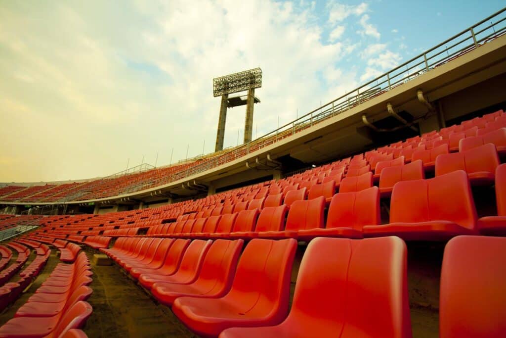 An empty stadium, representing the Football Hall of Fame game class action lawsuit settlement.