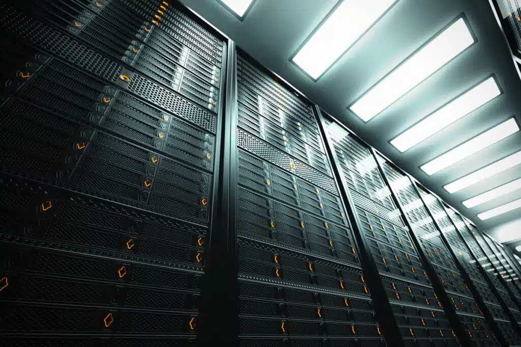 Servers inside of a server room, representing the MOVEit data breach.