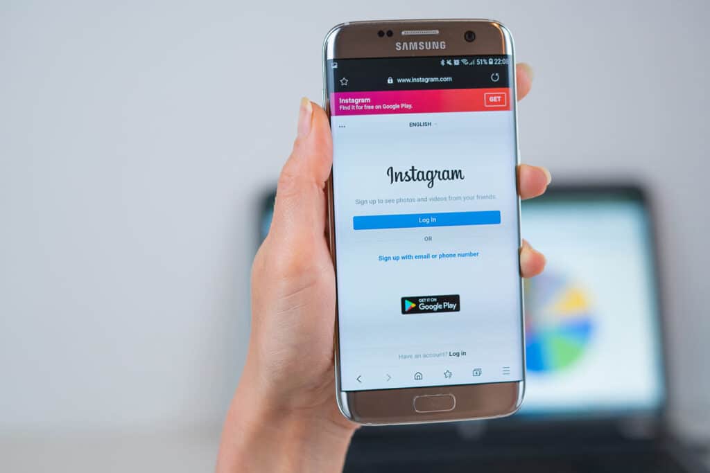 Instagram login page displayed on a smartphone screen, representing the Dancing Doctor lawsuit.