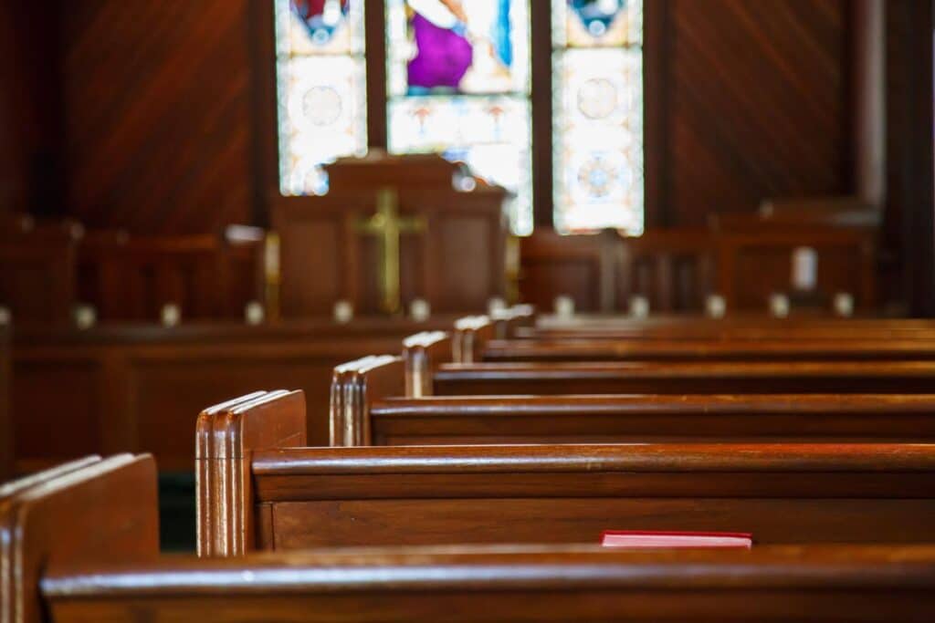 Inside of a church, representing the San Francisco Archdiocese filing for Chapter 11 bankruptcy.