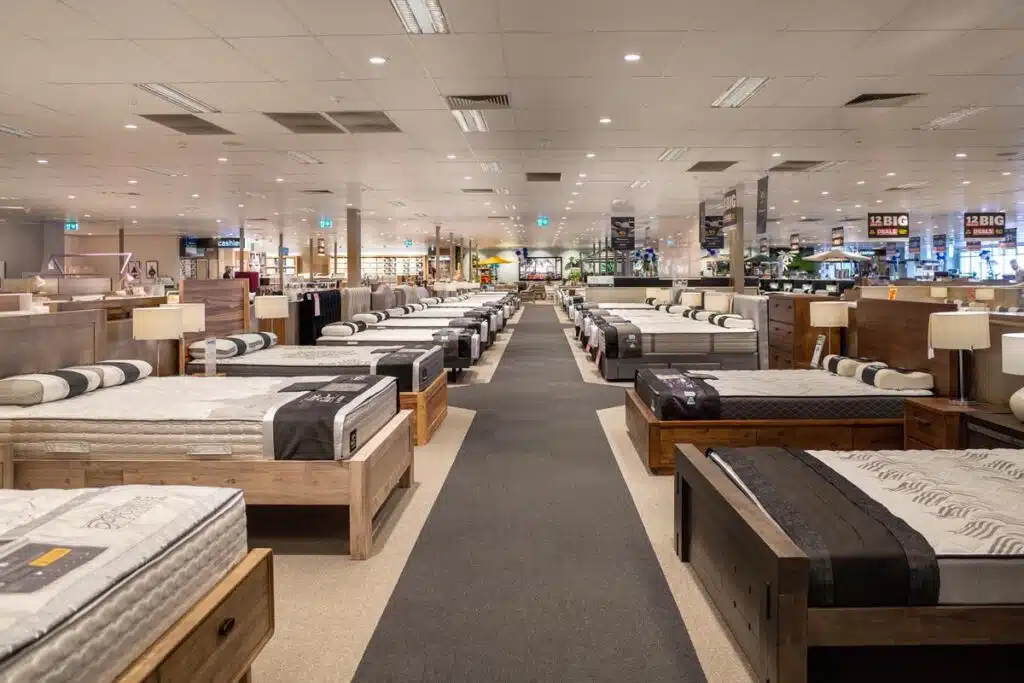 Inside a mattress store, representing the mattress class actions.