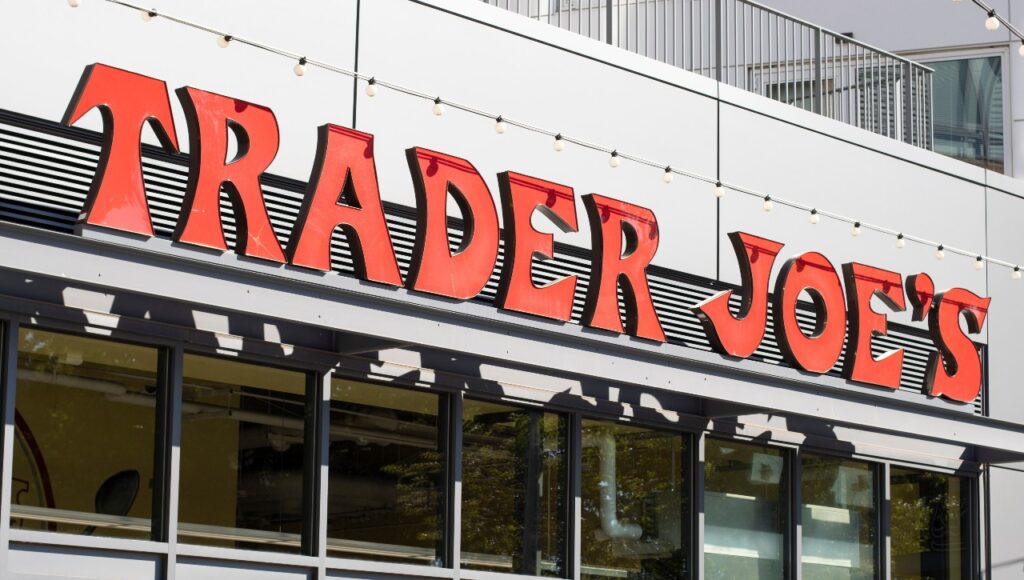 Trader Joe's signage on store front.