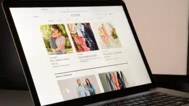 J. Crew website displayed on apple laptop