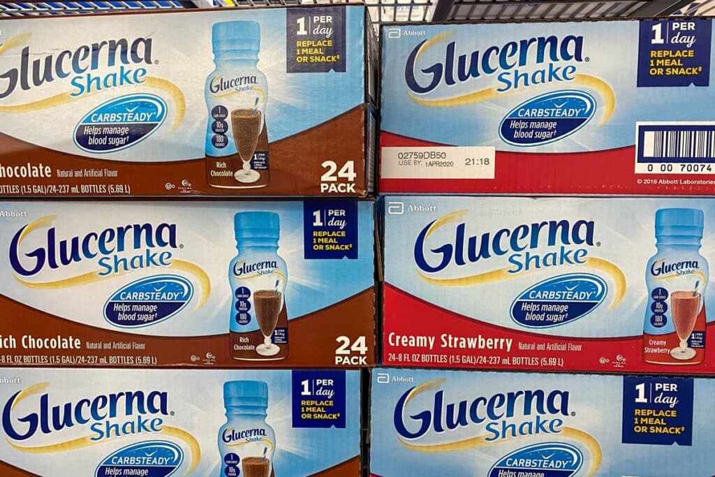 Glucerna products on display in a store, representing the Glucerna class action.