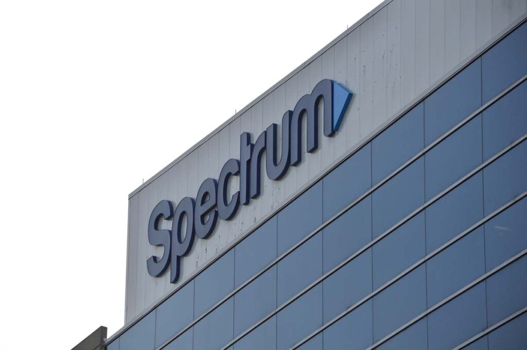 Close up of Spectrum signage, representing Disney pulling programming from Charter Spectrum.