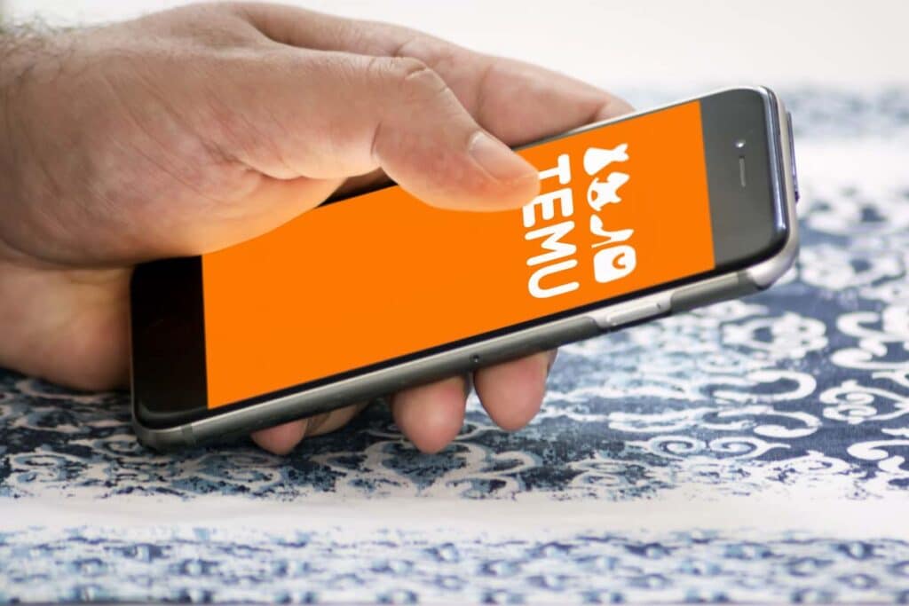 Temu logo displayed on a smartphone screen, representing the Temu data breach class action.