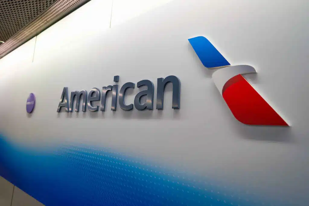 American Airlines logo on the wall at Chicago O'Hare International Airport representing the American Airlines class action.