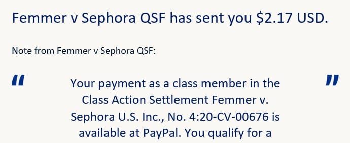 Sephora MO sales tax 8-9-23 settlement checks