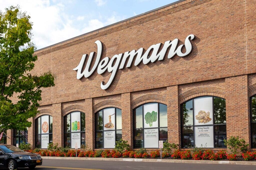 Exterior of a Wegmans store, representing the Wegmans canned fruit class action.