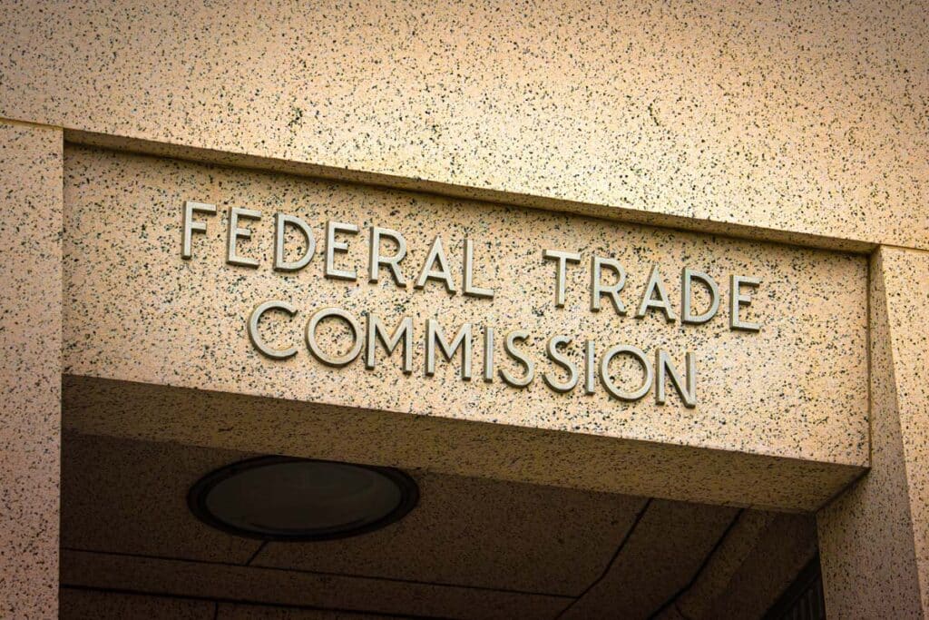 Federal Trade Commission signage, representing the FTC lawsuits and settlements.