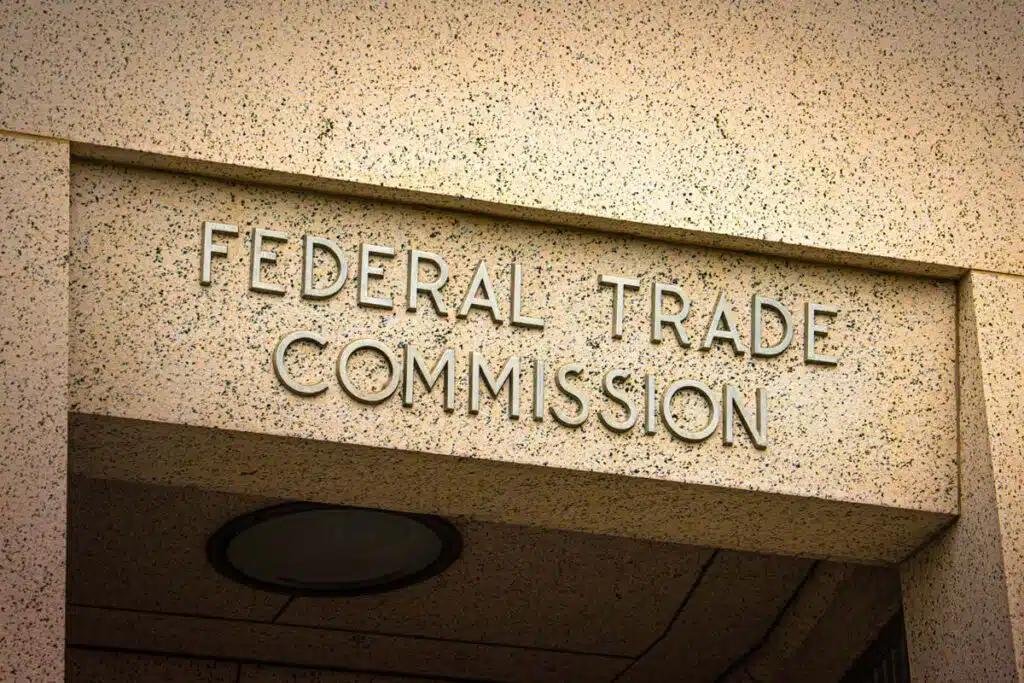 Federal Trade Commission signage, representing the FTC lawsuits and settlements.