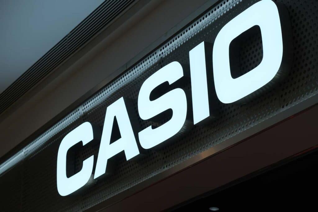 Close up of Casio signage, representing the Casio data breach.