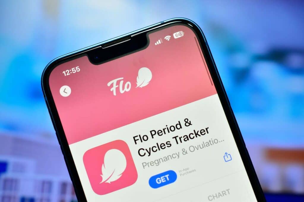 Flo app download page displayed on a smartphone screen, representing the Flo app privacy class action.