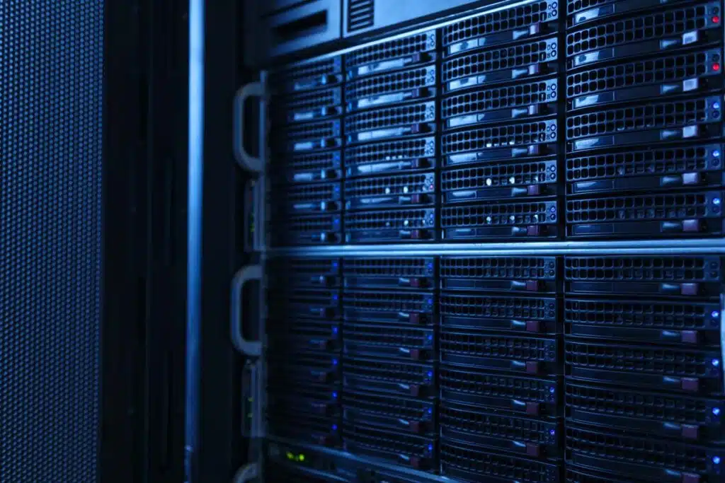 Close up of data servers, representing the Pape-Dawson Engineers data breach class action settlement.