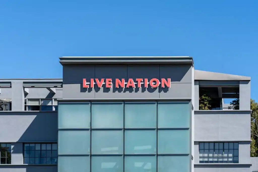Close up of Live Nation signage, representing the Live Nation and Ticketmaster subpoena.