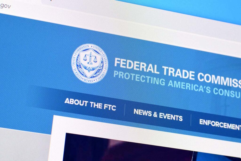 Close up of FTC website homepage, representing the FTC data breach reporting.