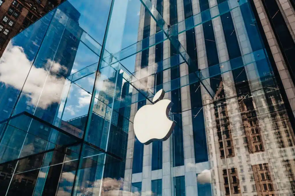 Close up of Apple Store signage, representing the Apple hiring discrimination settlement.