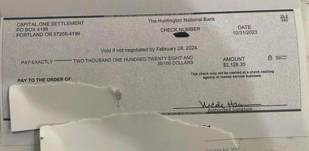 Capital+One+check+11-10-23 checks in the mail