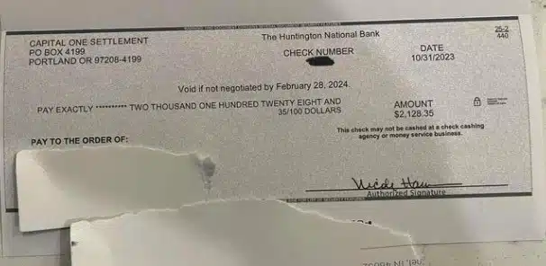 Capital+One+check+11-10-23 checks in the mail