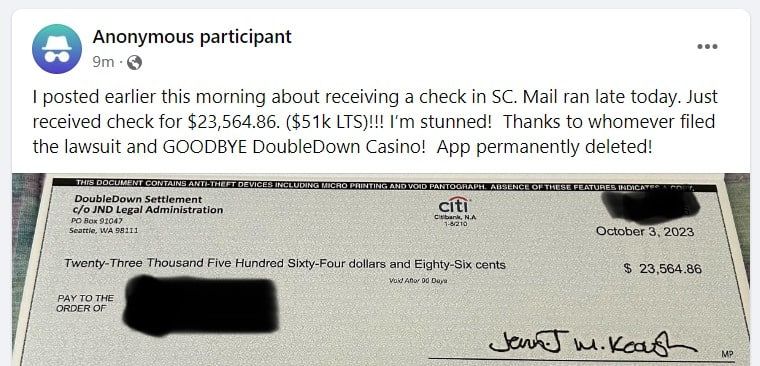 DoubleDown+check+2+10-7-23 checks in the mail