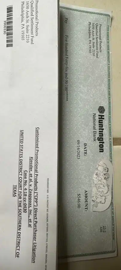 align-image-center Promotional products check FB 9-28-23 class action settlement payouts