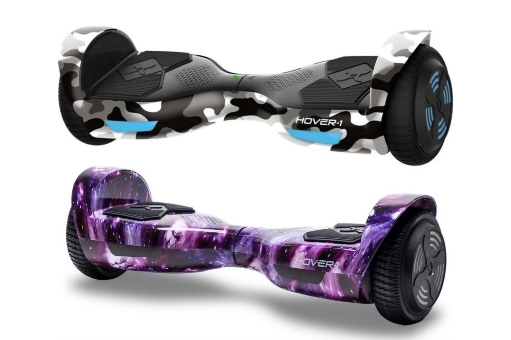 Product photo of recalled hover boards, representing the DGL Group Hover-1 Helix hoverboard recall.