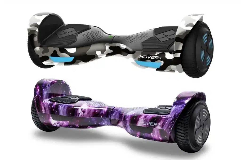 Product photo of recalled hover boards, representing the DGL Group Hover-1 Helix hoverboard recall.