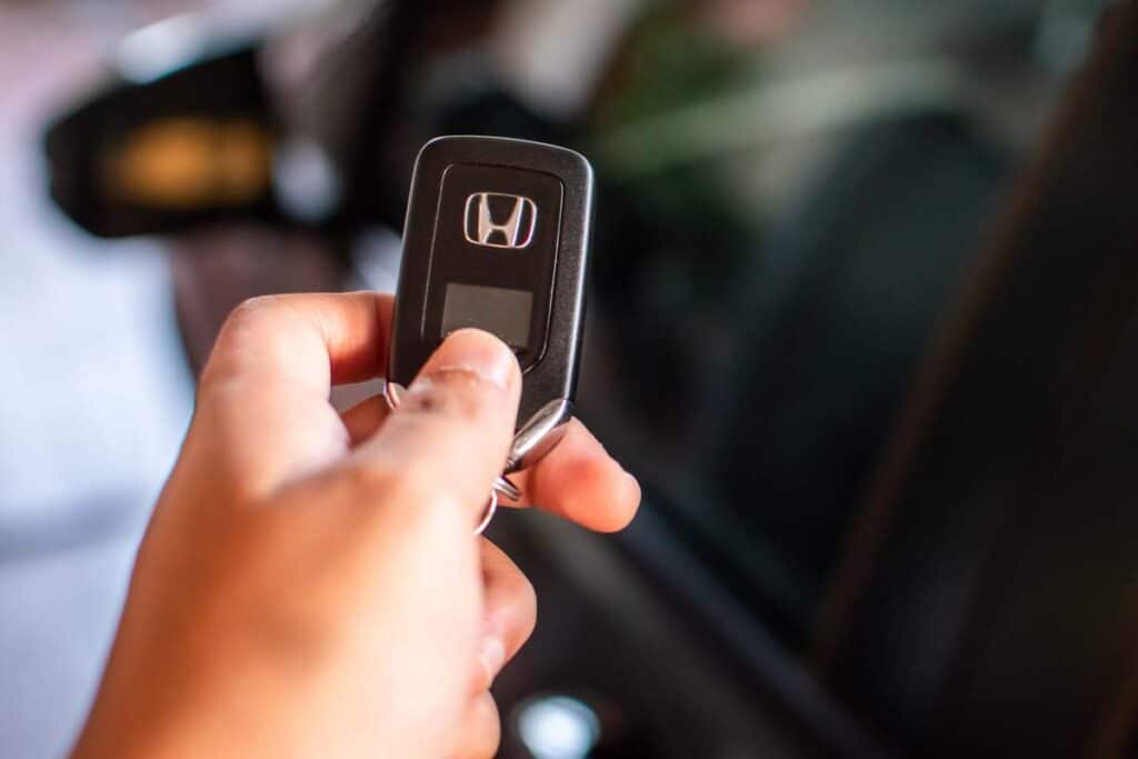 Close up of a Honda key, representing the Honda recall.