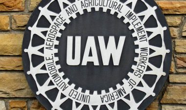 Close up of UAW signage, representing the UAW union efforts.