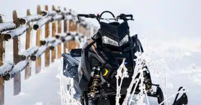 A black Polaris snowmobile, representing the Polaris snowmobiles recalls.
