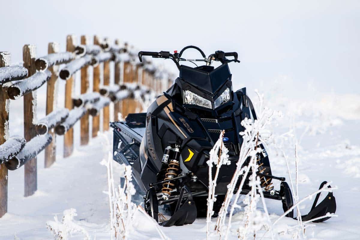 A black Polaris snowmobile, representing the Polaris snowmobiles recalls.