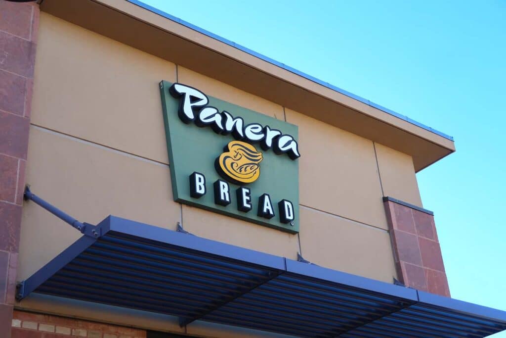 Close up of Panera Bread signage, representing the Panera Charged Lemonade lawsuit.