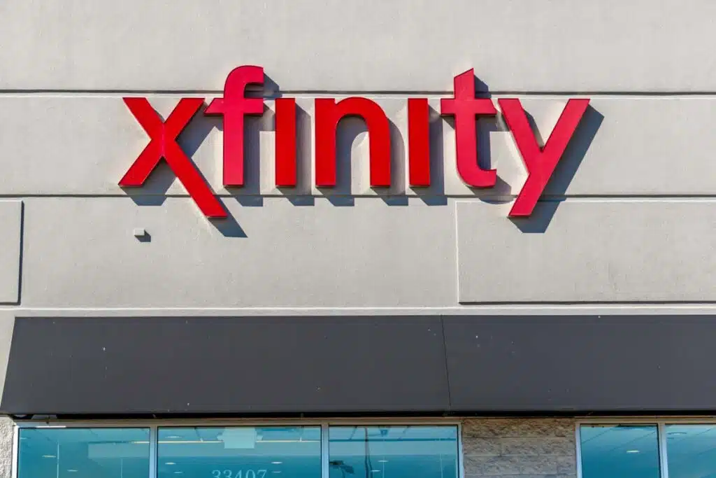 Close up of Xfinity signage, representing the Comcast data breach class action.