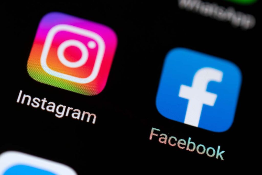 Close up of Instagram and Facebook app icons, representing the Meta child social media lawsuit.