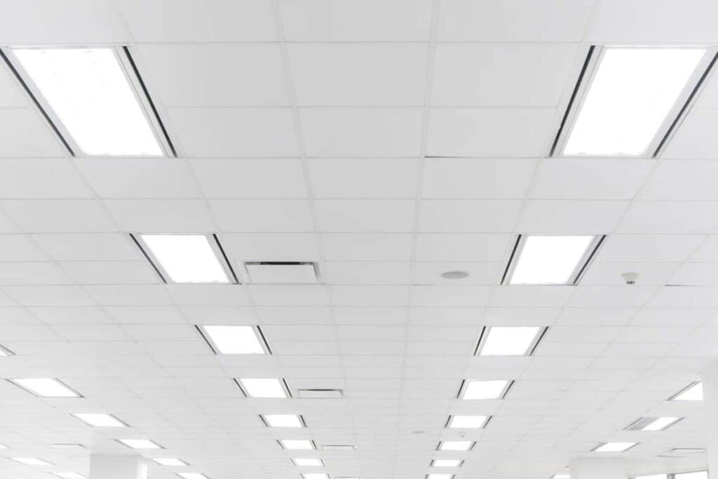 Fluorescent lighting on a ceiling, representing the Monsanto trial verdict.
