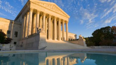 Exterior of the U.S. Supreme Court building, representing the Supreme Court lift of the vaccine mandate block.