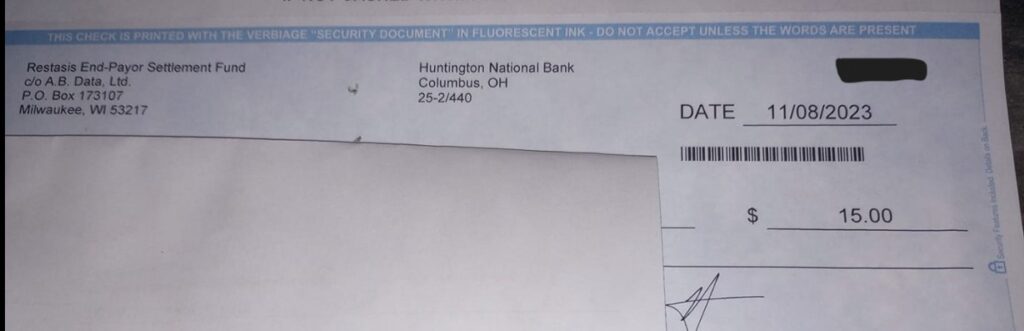 RestasisFB11-13-23 settlement payments