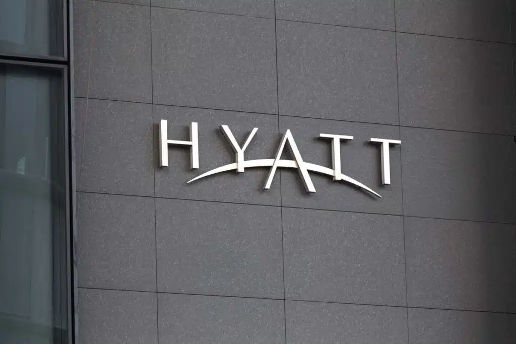 Close up of Hyatt signage, representing the Hyatt class action lawsuit.