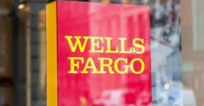 Close up of Wells Fargo signage, representing the Wells Fargo COBRA class action lawsuit settlement.