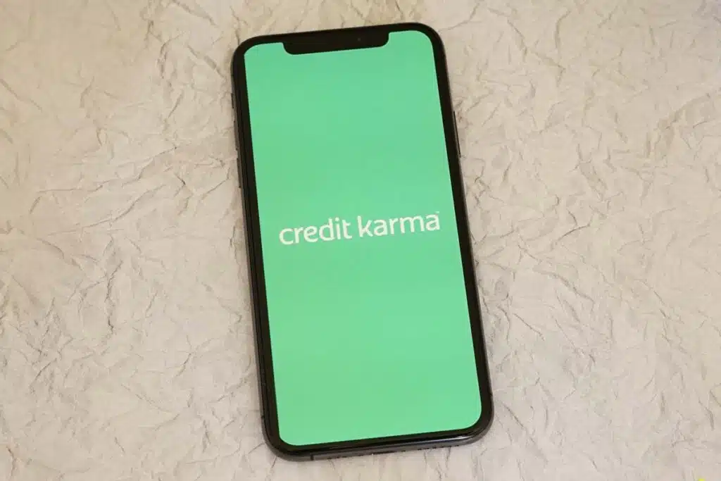 Close up of Credit Karma logo displayed on a smartphone screen, representing the Vizio refresh rate class action settlement.